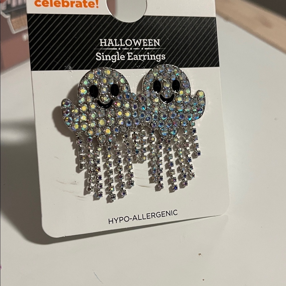 NEW glam rhinestone Ghost Earrings
